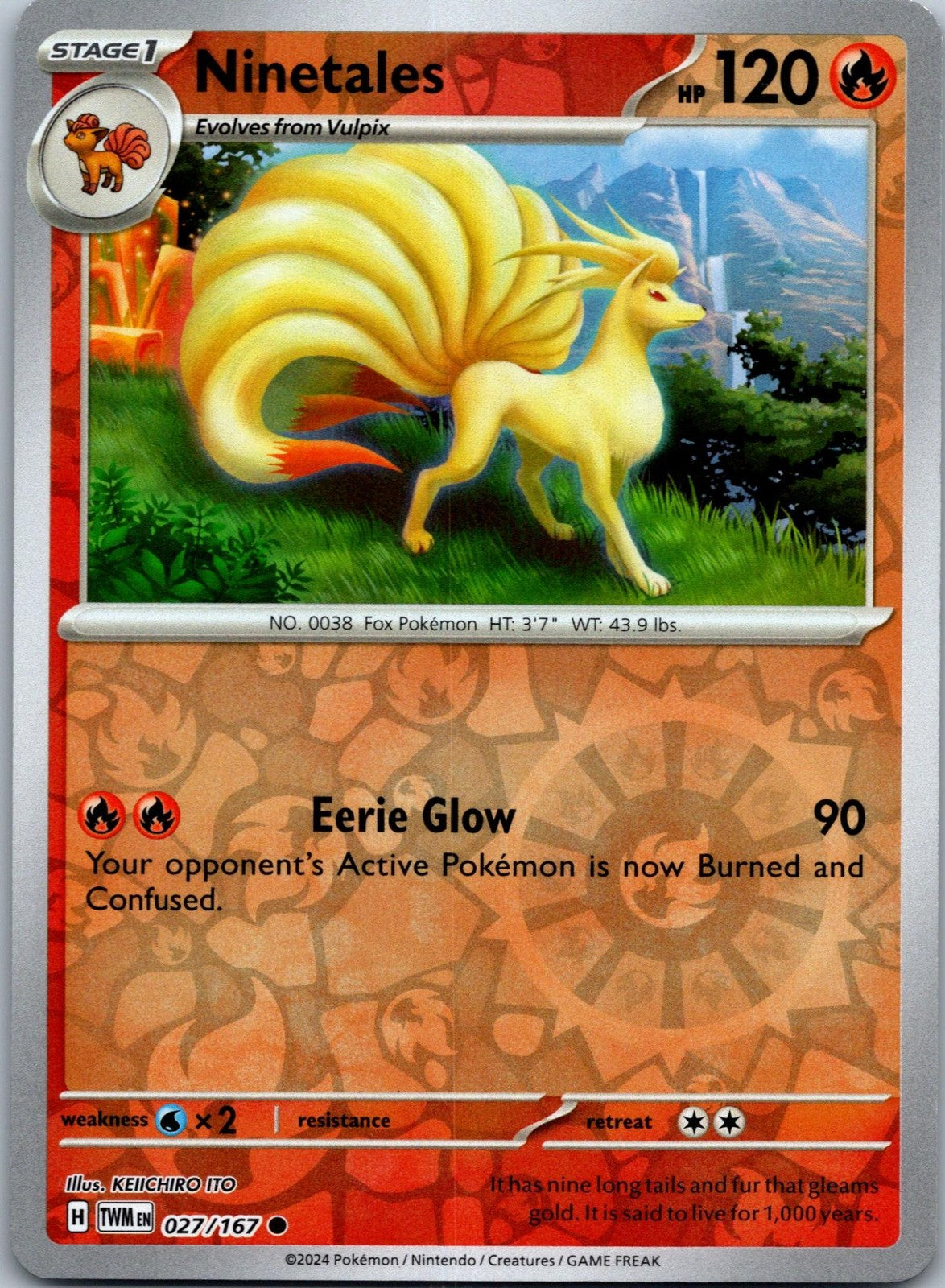 Ninetales 027/167 Common Twilight Masquerade Pokemon Near Mint