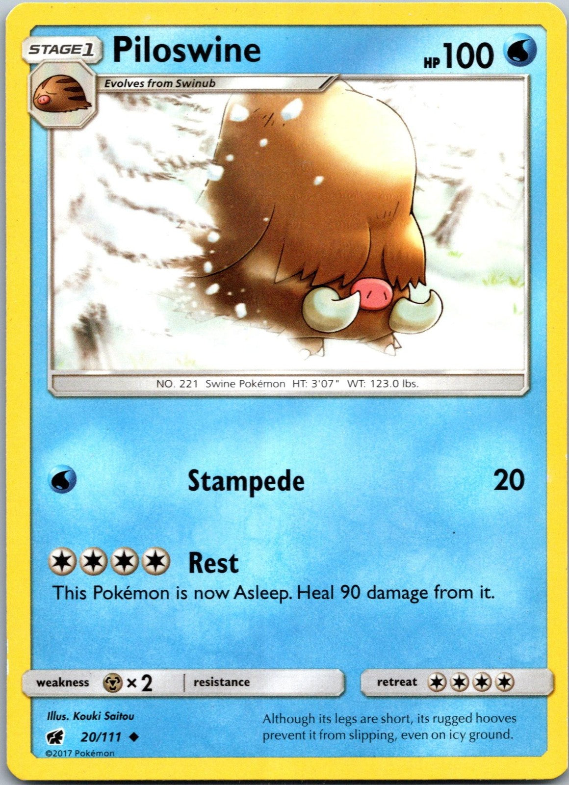 Piloswine 20/111 Uncommon Crimson Invasion Pokemon Near Mint