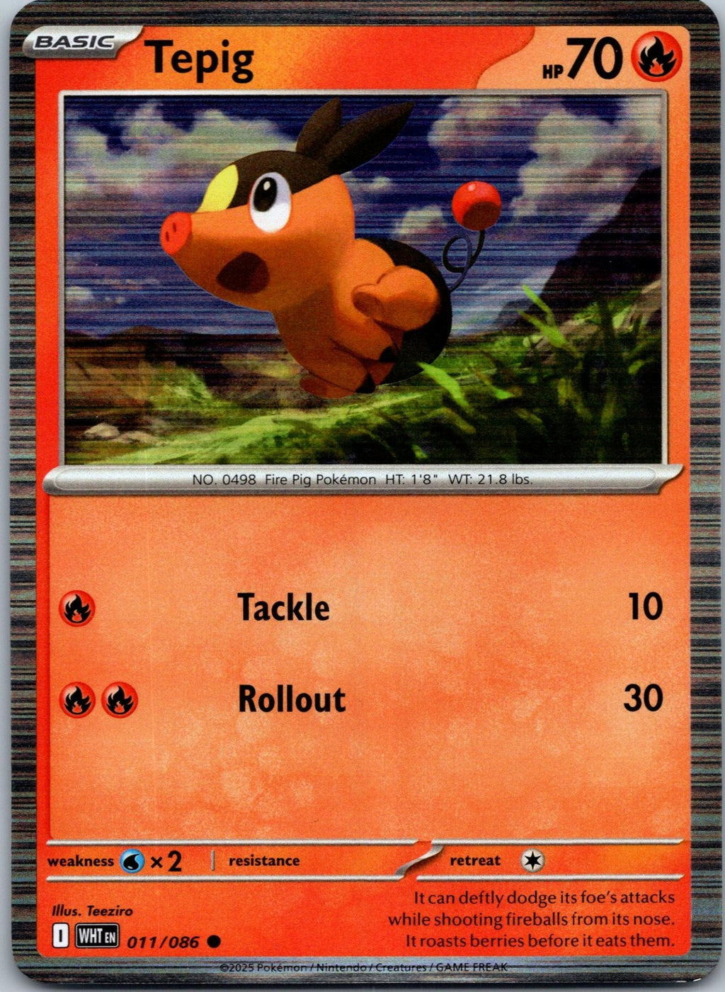 Tepig 011/086 Common White Flare Pokemon Near Mint