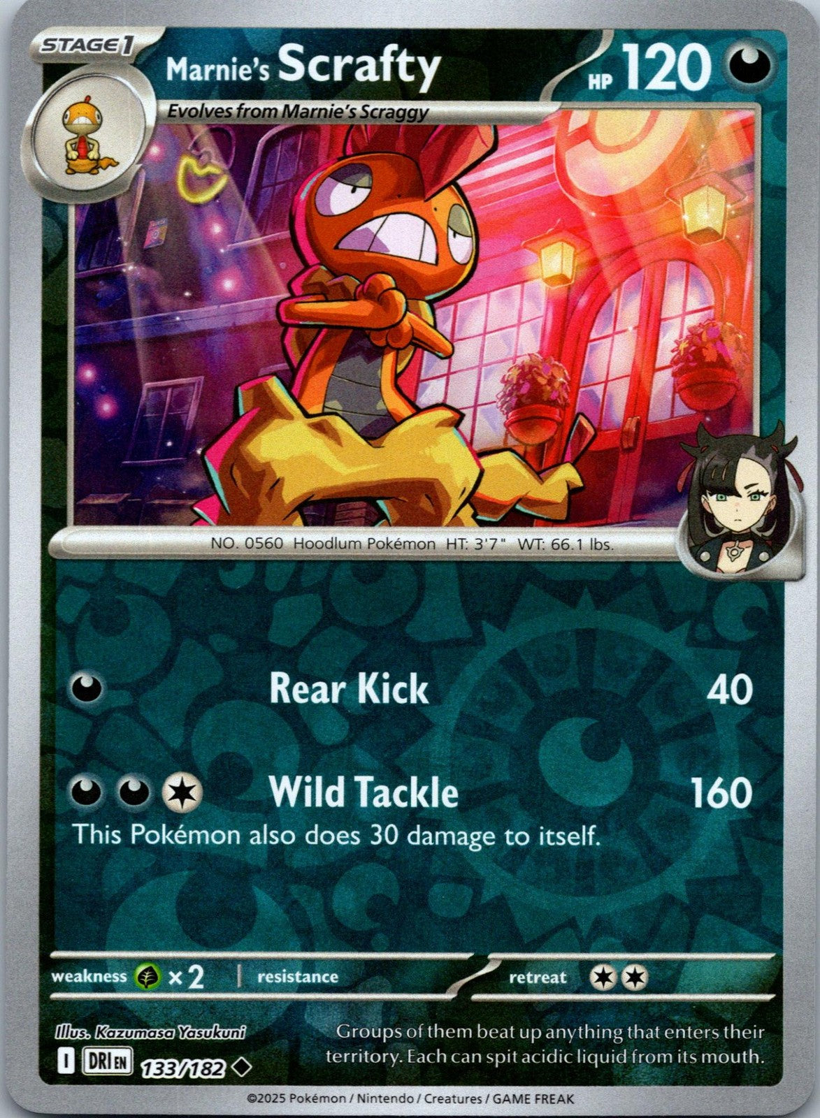 Marnie's Scrafty 133/182 Uncommon Destined Rivals Pokemon Near Mint