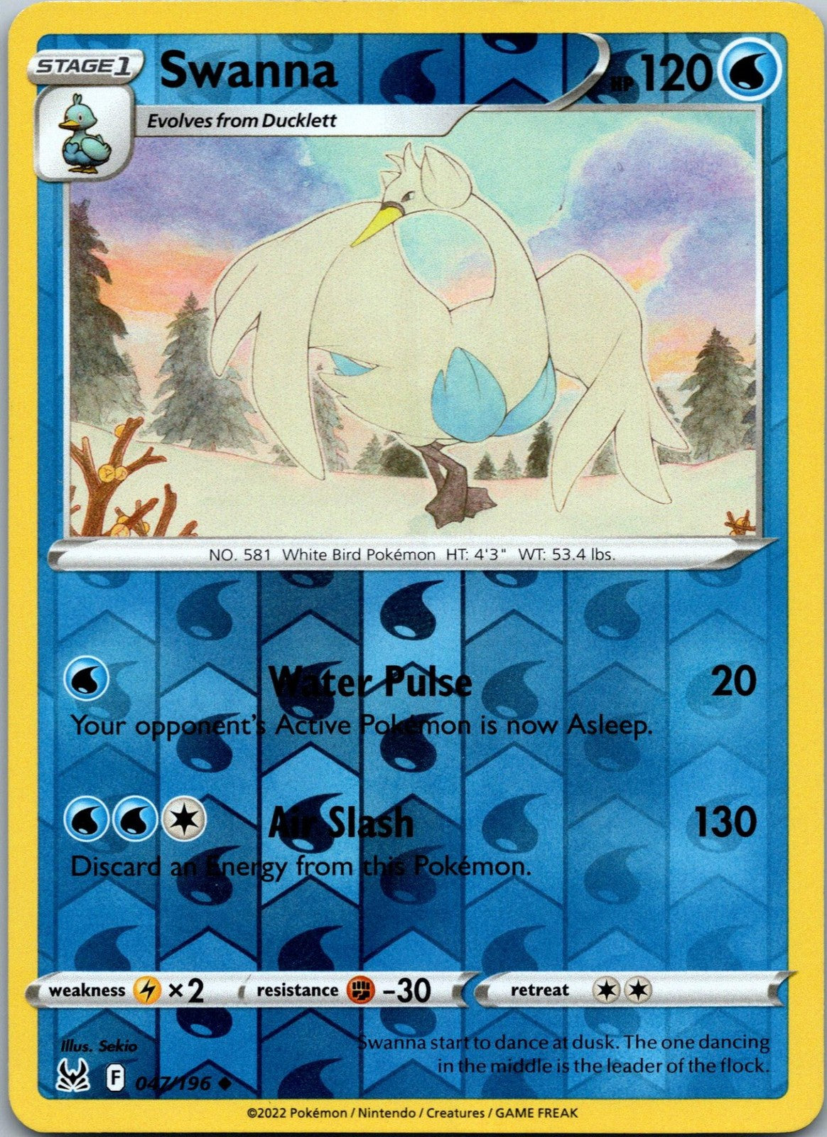 Swanna 047/196 Uncommon Lost Origin Pokemon Near Mint