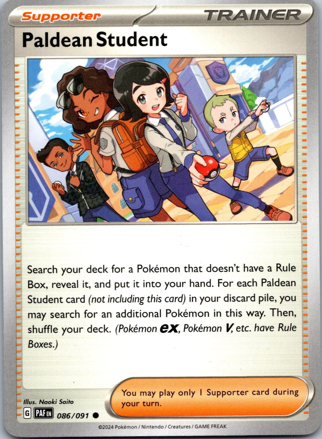 Paldean Student 086/091 Common Paldean Fates Pokemon Near Mint