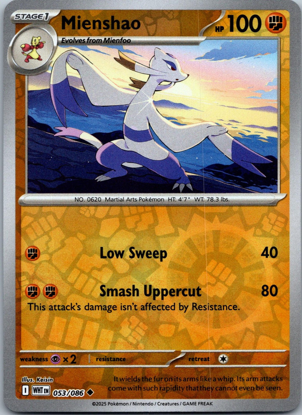 Mienshao 053/086 Uncommon White Flare Pokemon Near Mint