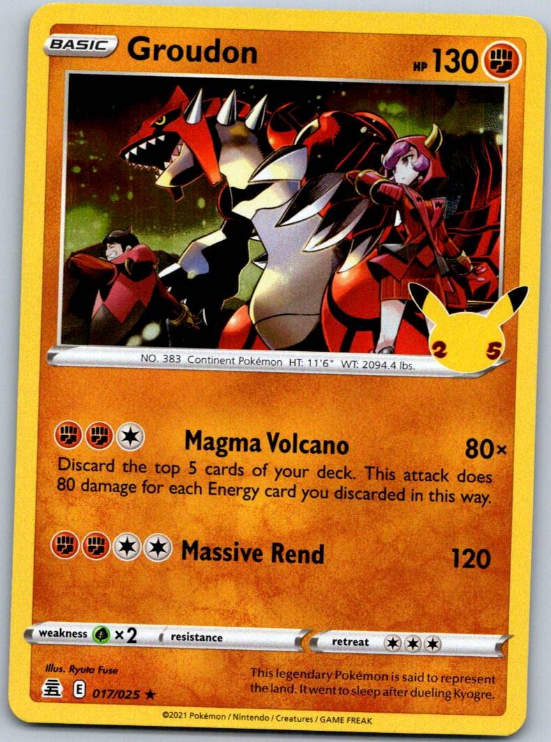 Groudon 017/025 Rare Celebrations Pokemon Near Mint