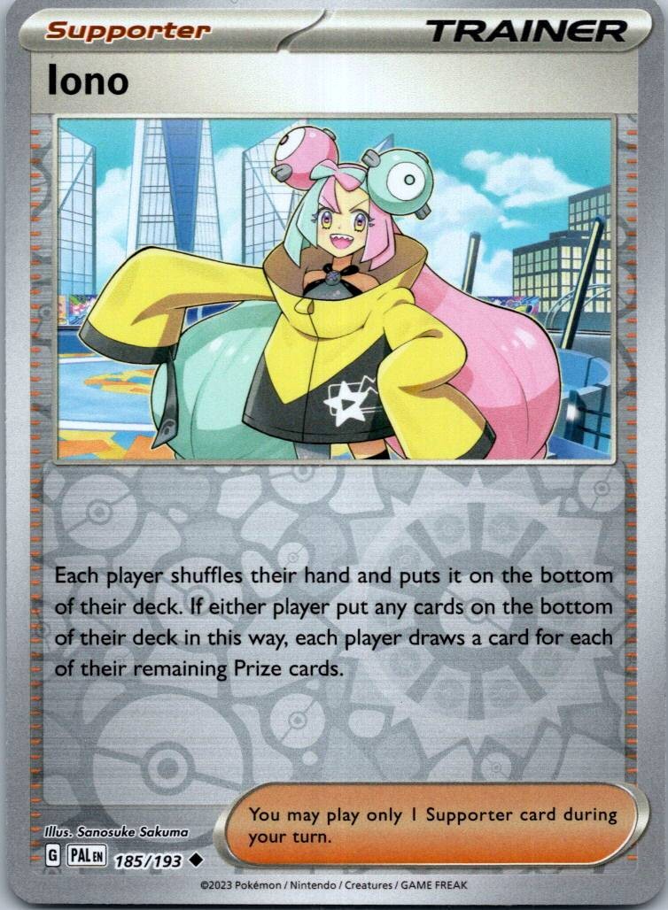 Iono 185/193 Uncommon Paldea Evolved Pokemon Reverse Holo Near Mint