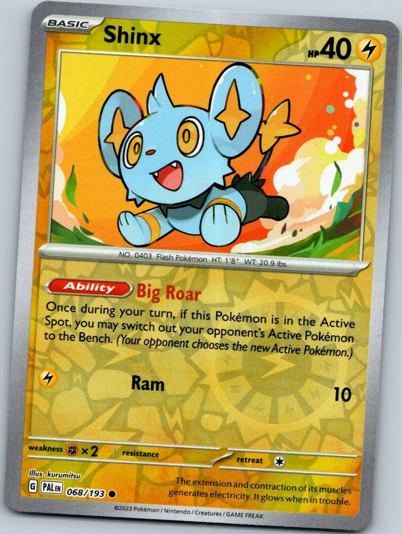 Shinx 068/193 Common Paldea Evolved Pokemon Reverse Holo Near Mint