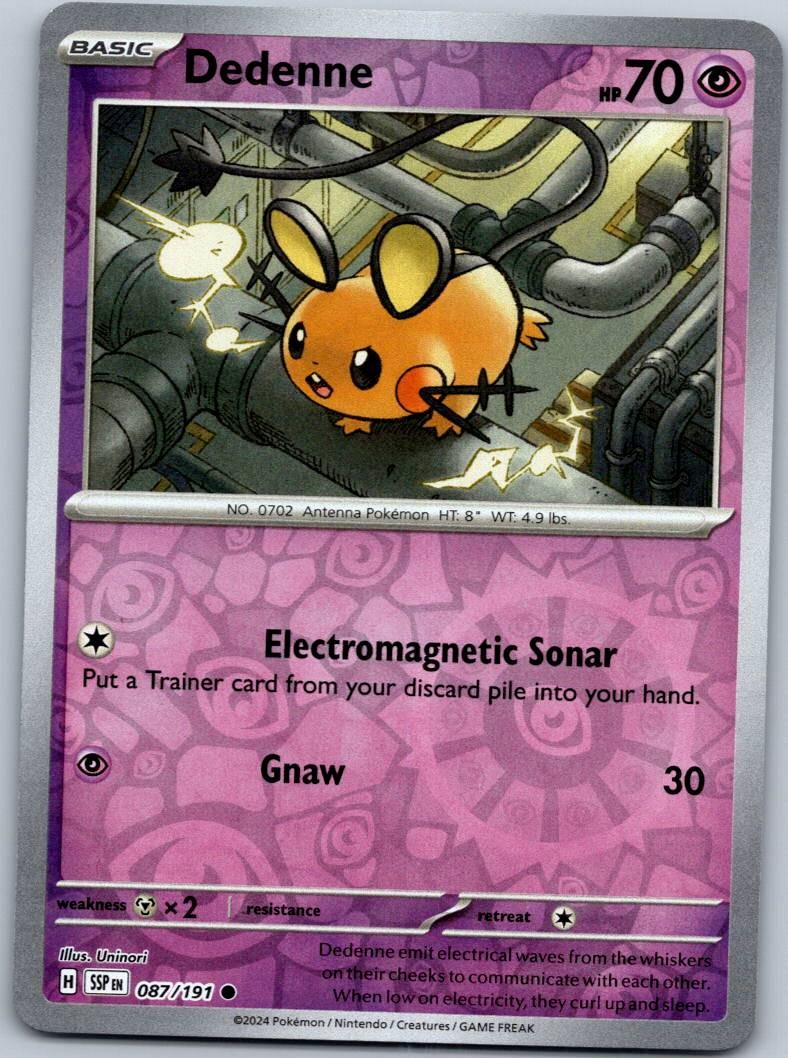 Dedenne 087/191 Common Surging Sparks Pokemon Reverse Holo Near Mint