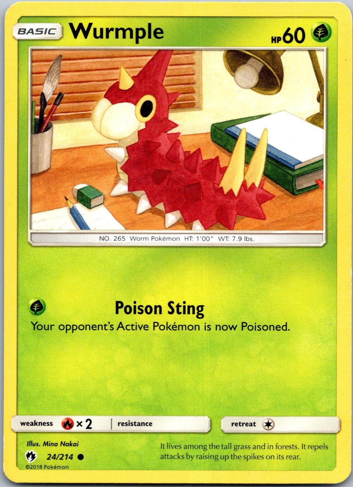 Wurmple 24/214 Common Lost Thunder Pokemon Near Mint