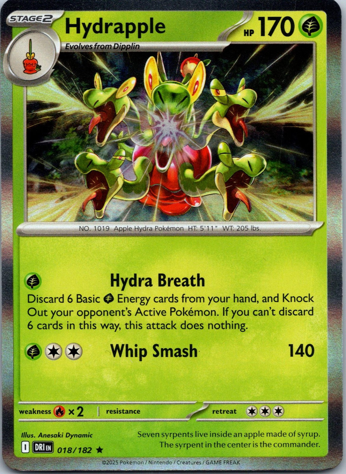 Hydrapple 018/182 Rare Destined Rivals Pokemon Near Mint