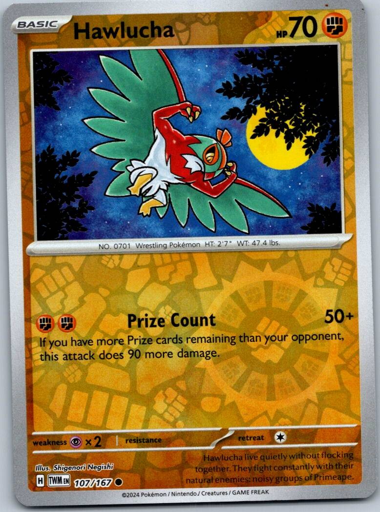 Hawlucha 107/167 Common Twilight Masquerade Pokemon Reverse Holo Near Mint