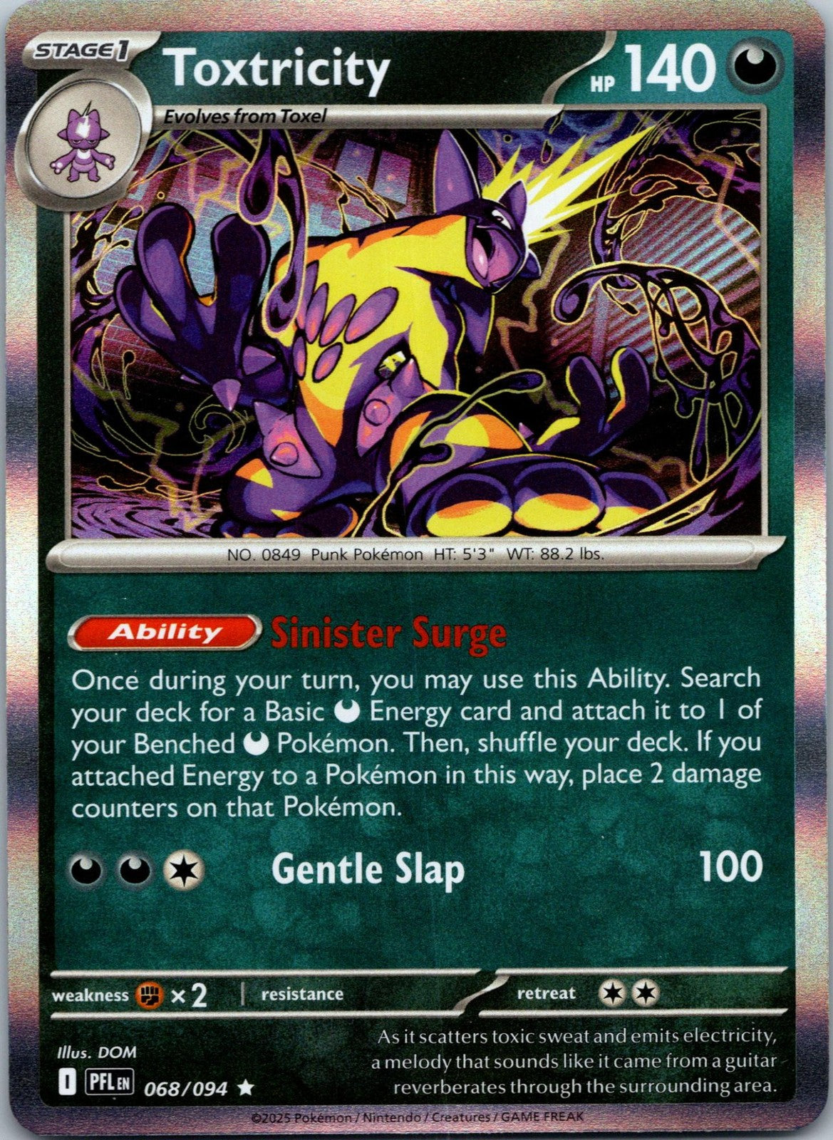 Toxtricity 068/094 Rare Phantasmal Flames Pokemon Near Mint