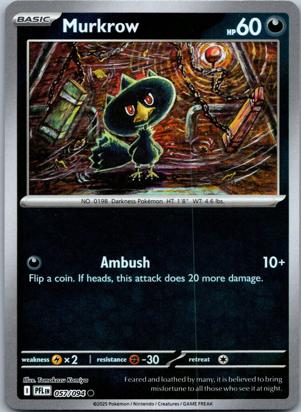 Murkrow 057/094 Common Phantasmal Flames Pokemon Near Mint