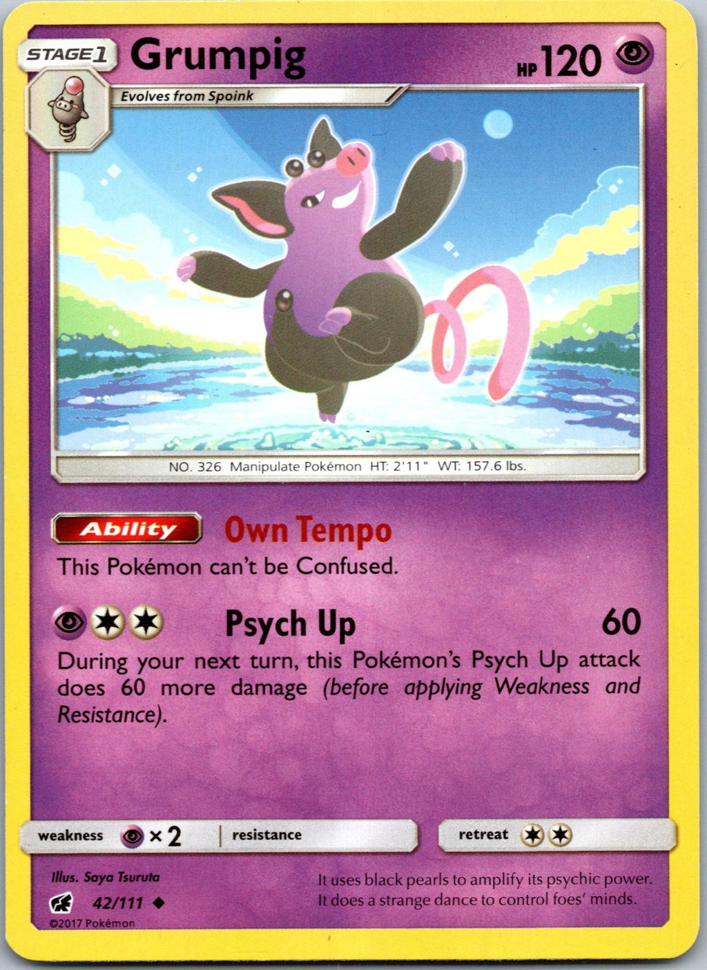 Grumpig 42/111 Uncommon Crimson Invasion Pokemon Near Mint