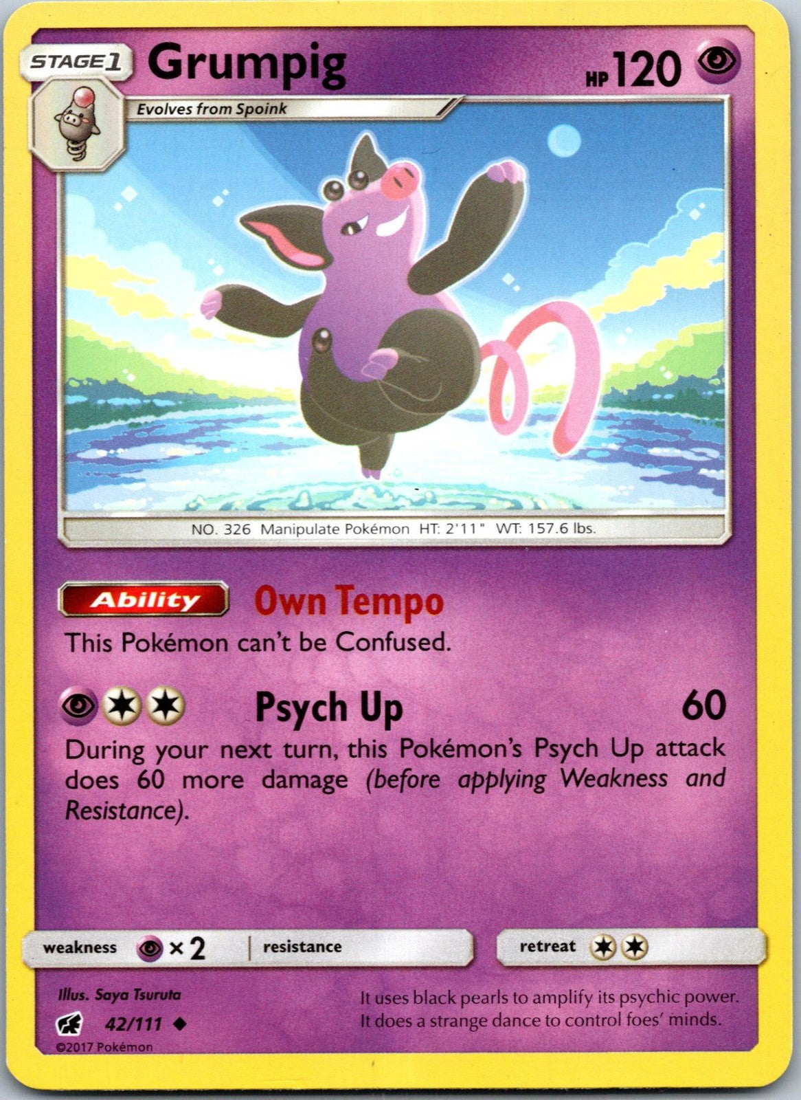 Grumpig 42/111 Uncommon Crimson Invasion Pokemon Near Mint