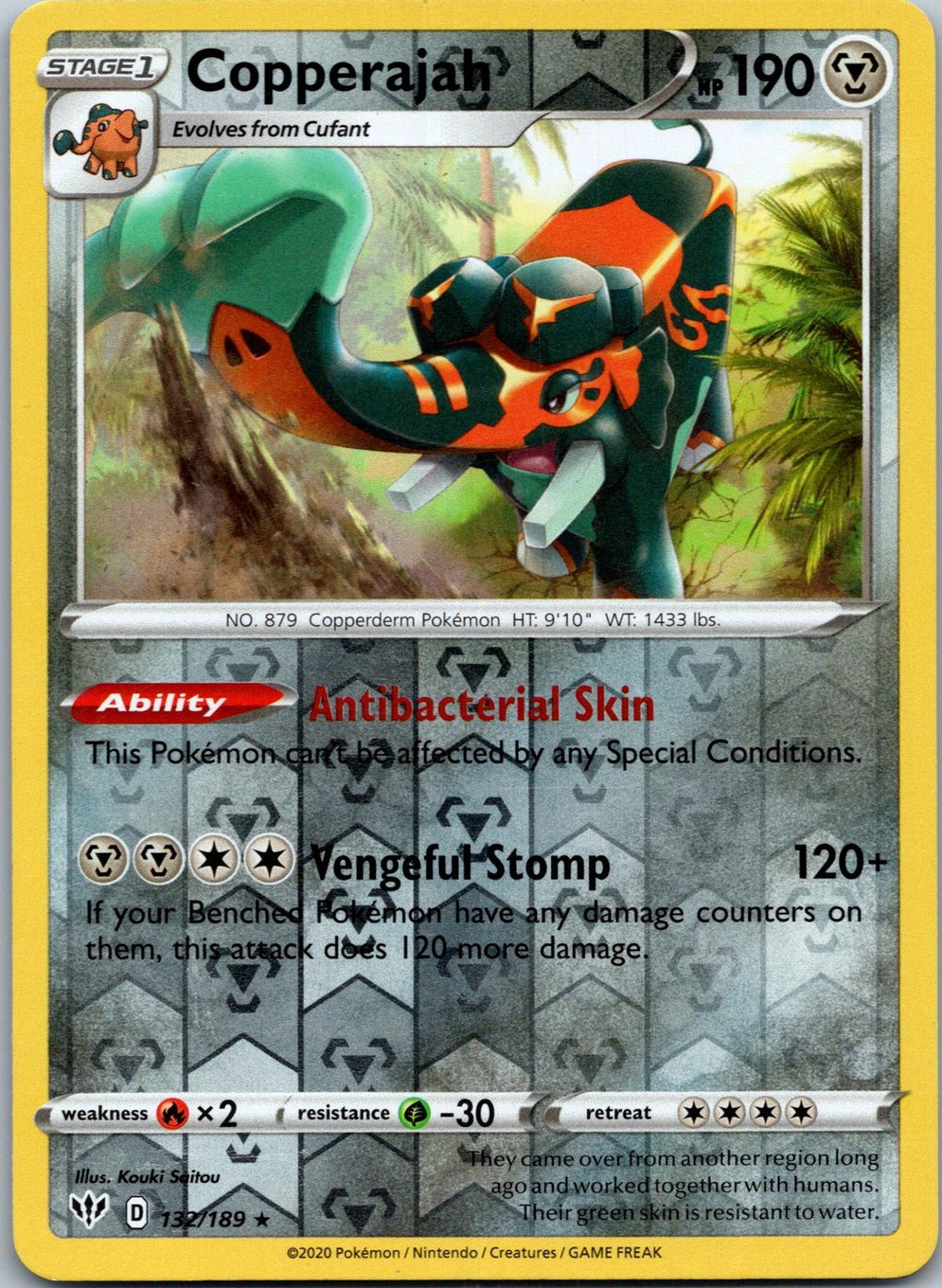Copperajah 132/189 Holo Rare Darkness Ablaze Pokemon Near Mint