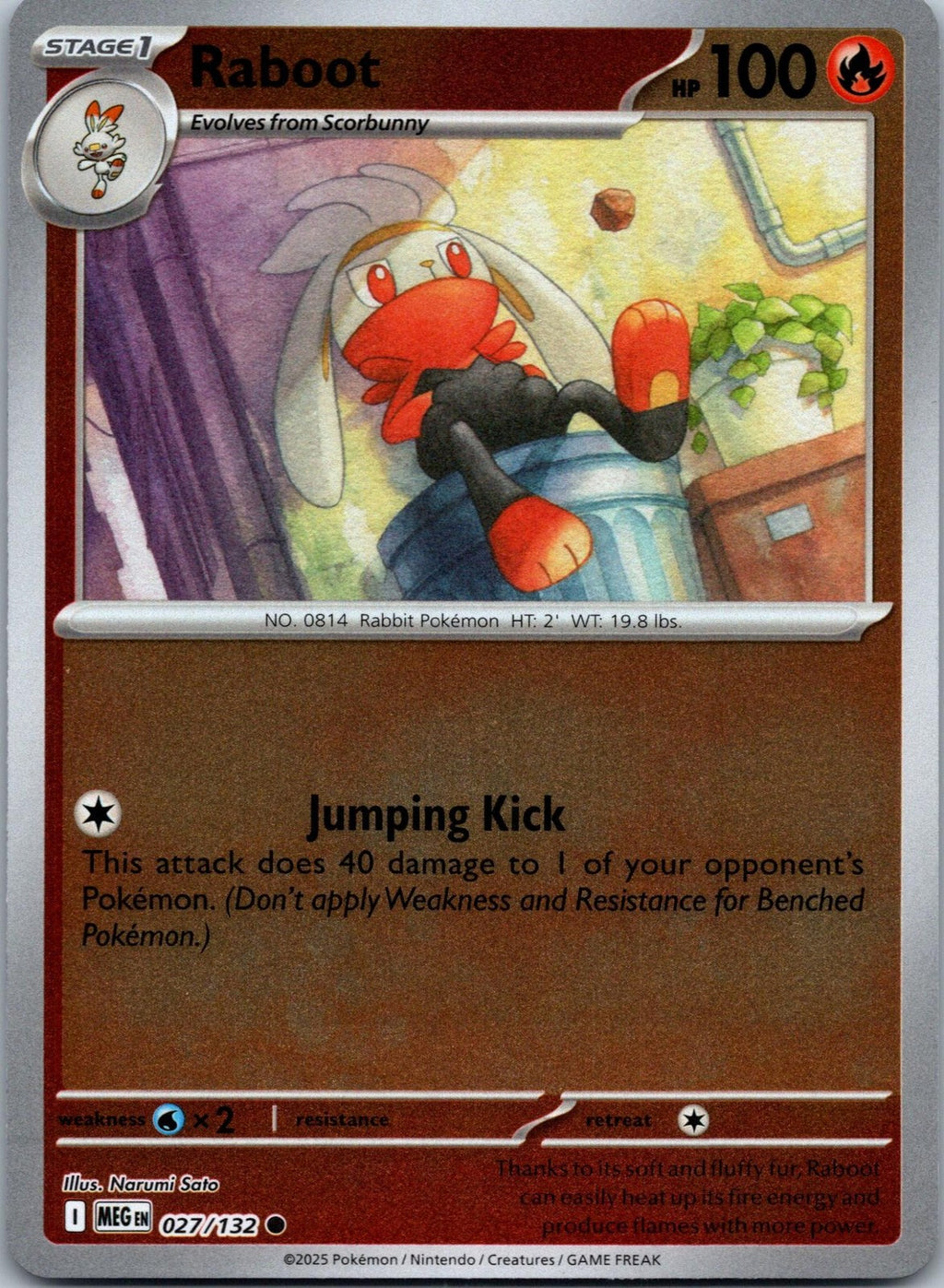 Raboot 027/132 Common Mega Evolution Pokemon Near Mint