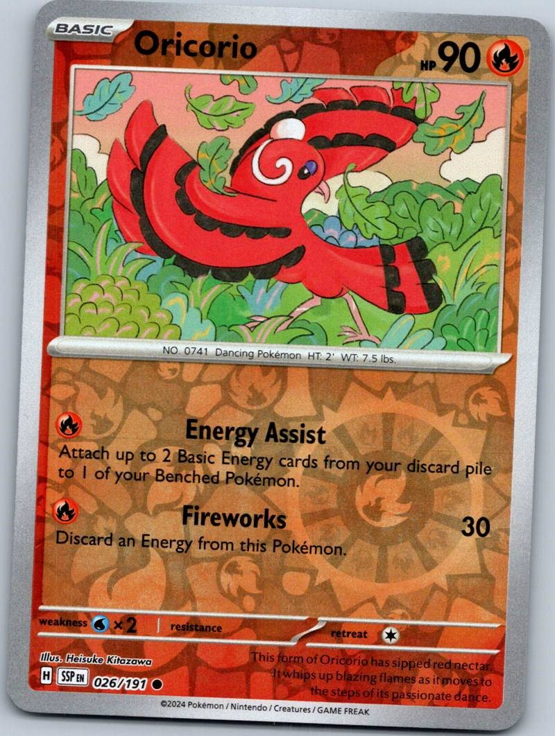 Oricorio 026/191 Common Surging Sparks Pokemon Reverse Holo Near Mint