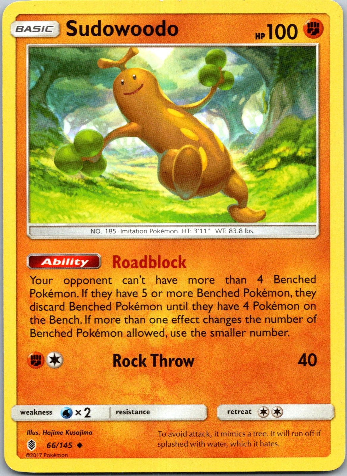 Sudowoodo 66/145 Uncommon Guardians Rising Pokemon Near Mint