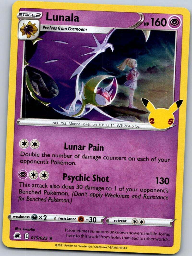 Lunala 015/025 Holo Rare Celebrations Pokemon Near Mint
