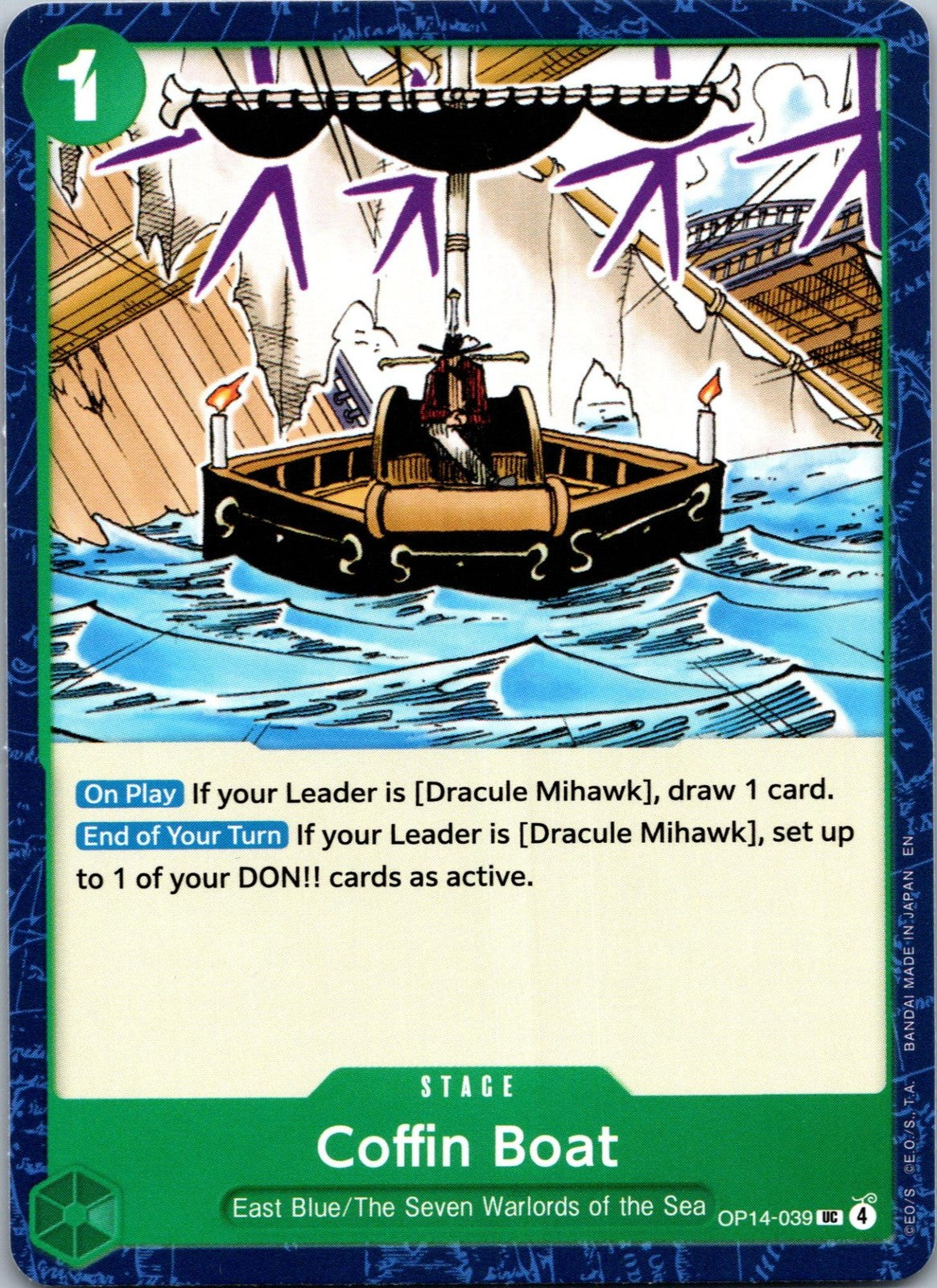 Coffin Boat OP14-039 Uncommon The Azure Sea's Seven One Piece Near Mint