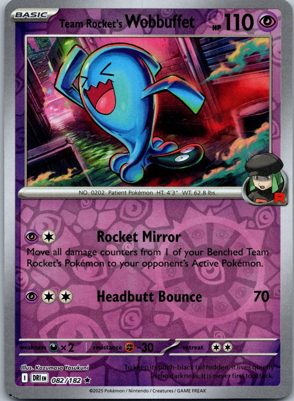 Team Rocket's Wobbuffet 082/182 Rare Destined Rivals Pokemon Near Mint