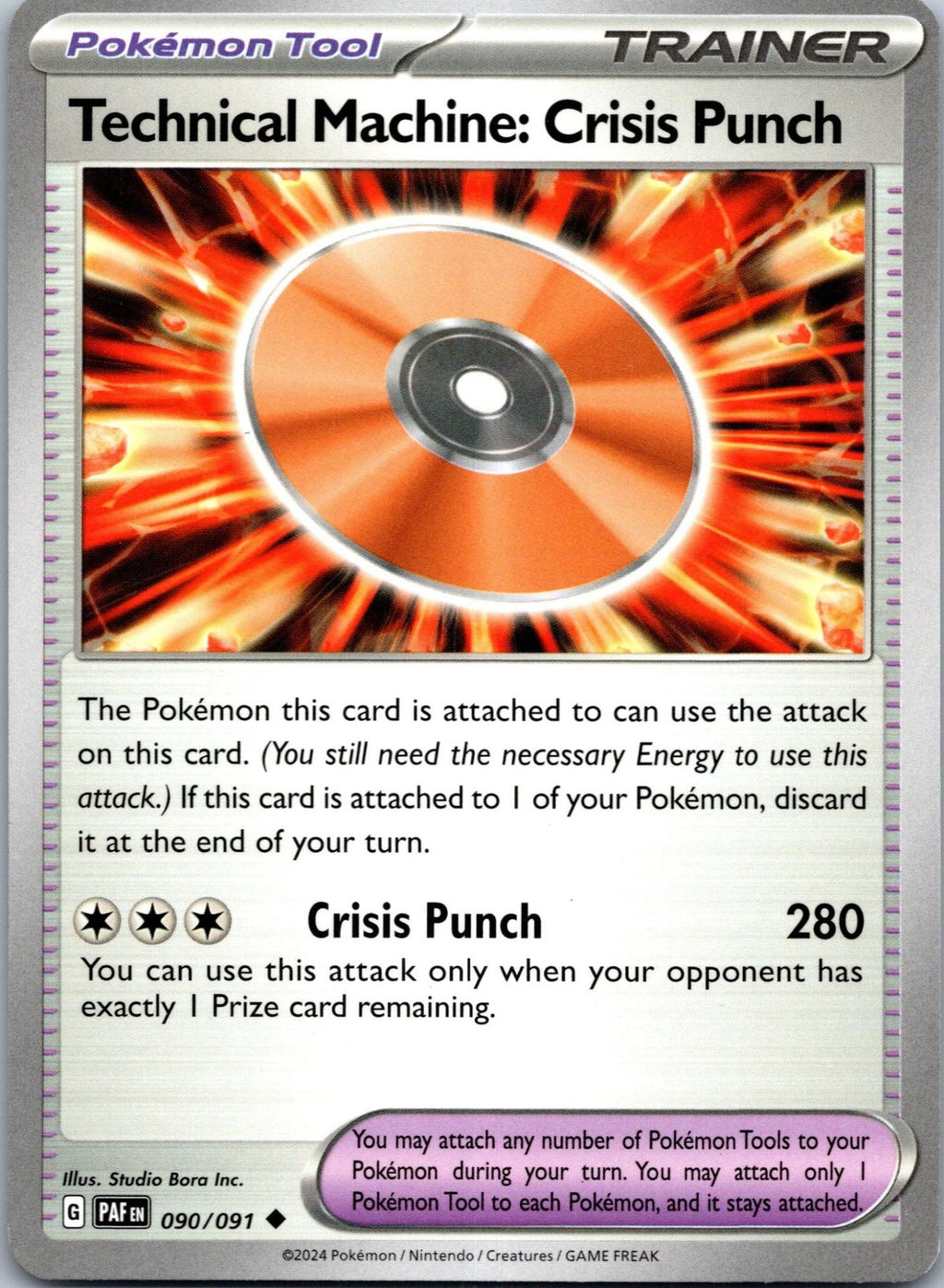 Technical Machine: Crisis Punch 090/091 Uncommon Paldean Fates Pokemon Near Mint