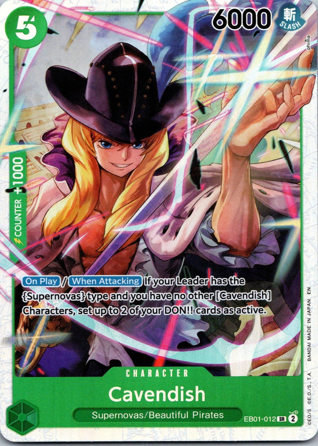 Cavendish (Zoro Deck) EB01-012 Super Rare Learn Together Deck Set One Piece NM