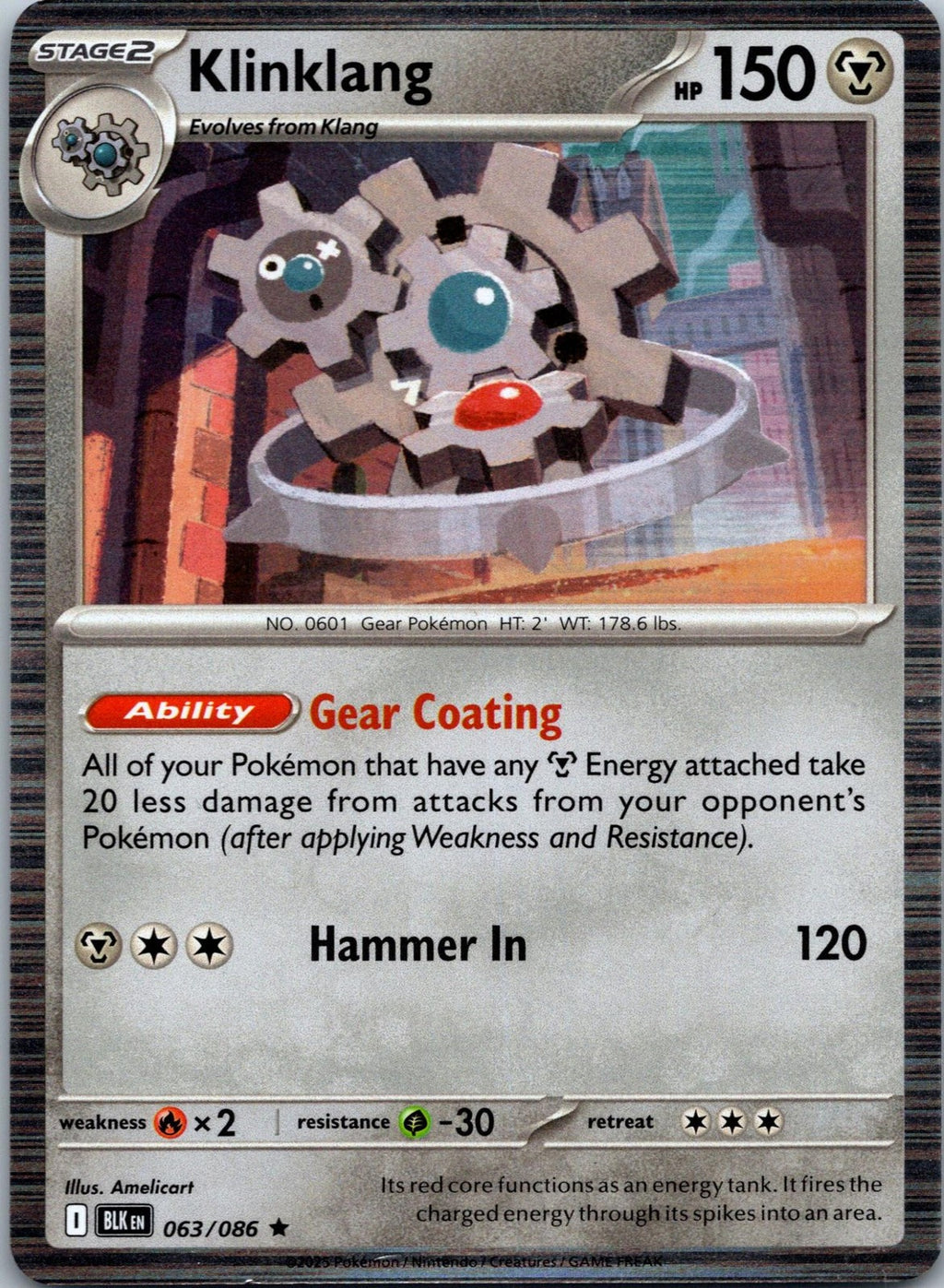 Klinklang 063/086 Rare Black Bolt Pokemon Near Mint