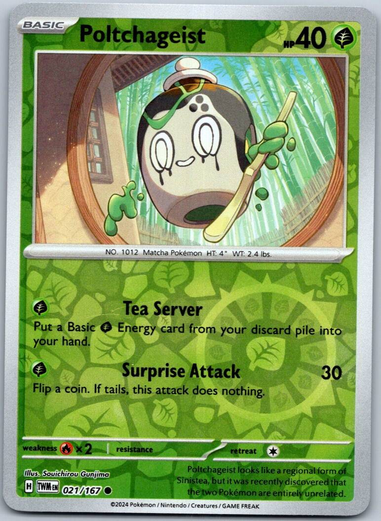 Poltchageist 021/167 Common Twilight Masquerade Pokemon Reverse Holo Near Mint