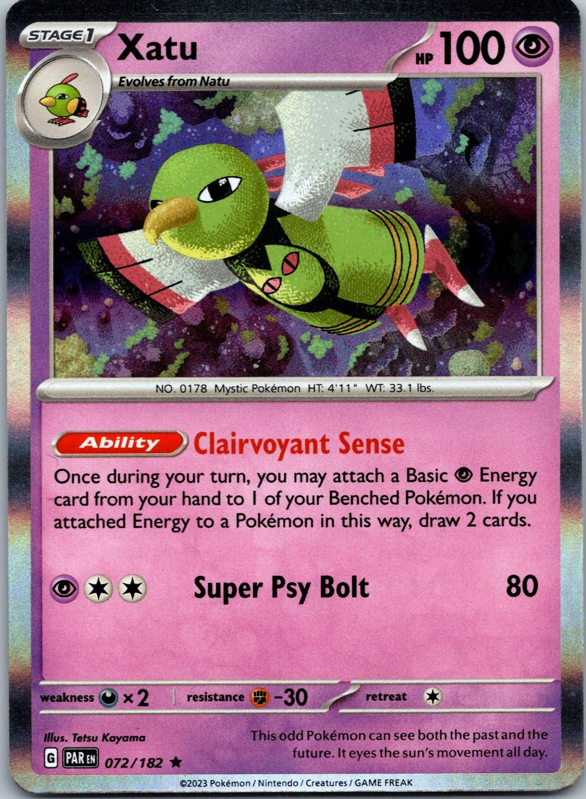 Xatu 072/182 Rare Paradox Rift Pokemon Near Mint