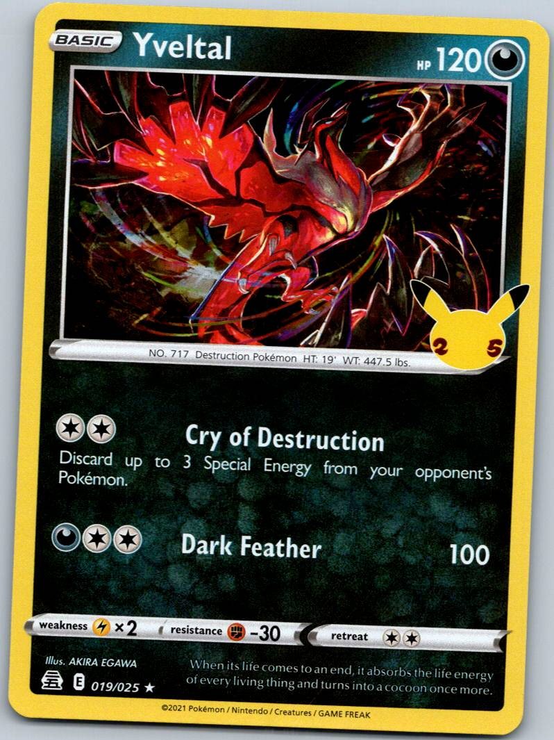 Yveltal 019/025 Rare Celebrations Pokemon Near Mint