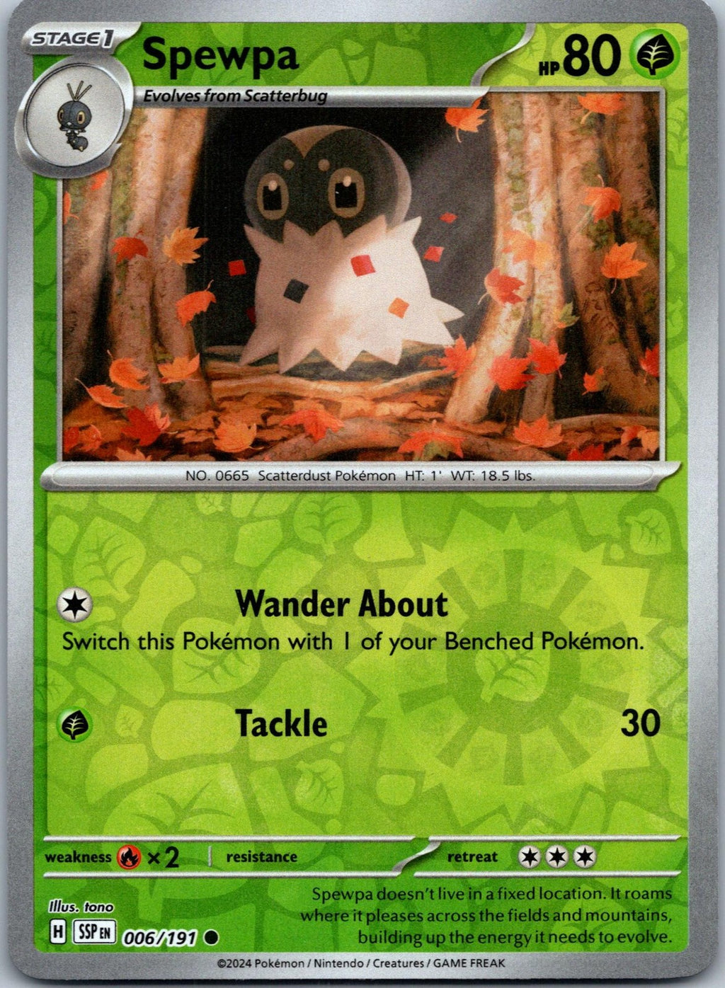 Spewpa 006/191 Common Surging Sparks Pokemon Near Mint