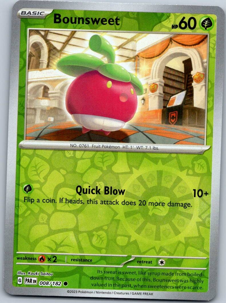 Bounsweet 008/182 Common Paradox Rift Pokemon Reverse Holo Near Mint