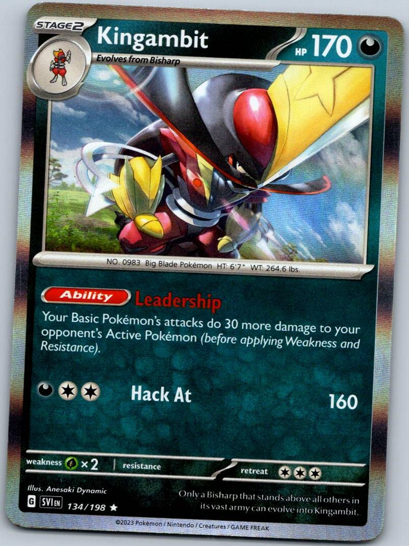 Kingambit 134/198 Rare Scarlet & Violet Pokemon Reverse Holo Near Mint