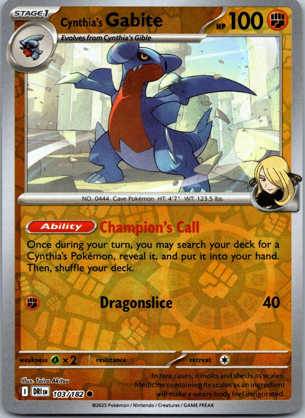 Cynthia's Gabite 103/182 Common Destined Rivals Pokemon Near Mint