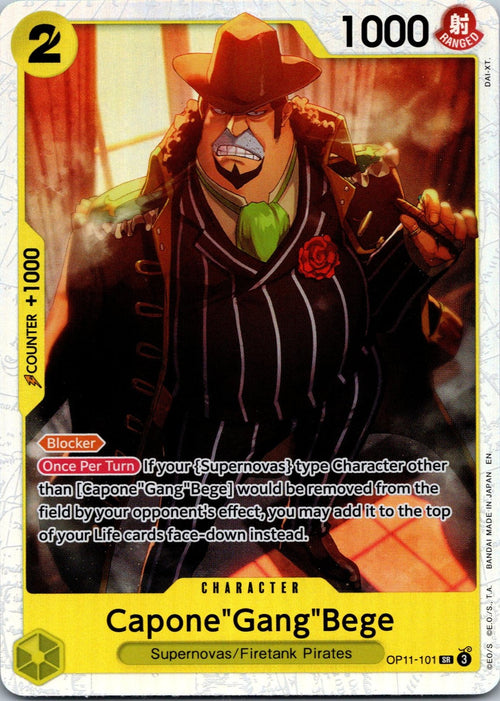 Capone"Gang"Bege (101) OP11-101 Super Rare A Fist of Divine Speed One Piece NM