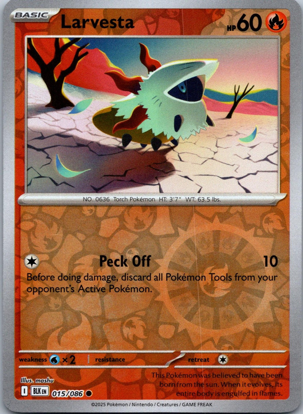 Larvesta 015/086 Common Black Bolt Pokemon Near Mint