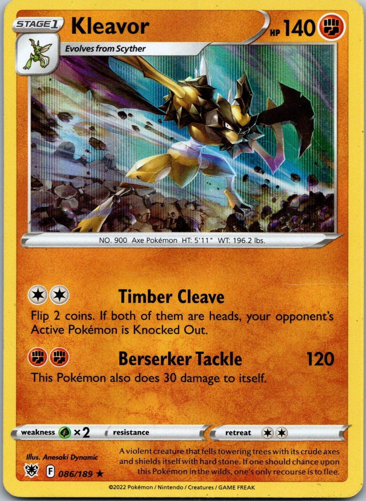 Kleavor 086/189 Holo Rare Astral Radiance Pokemon Near Mint