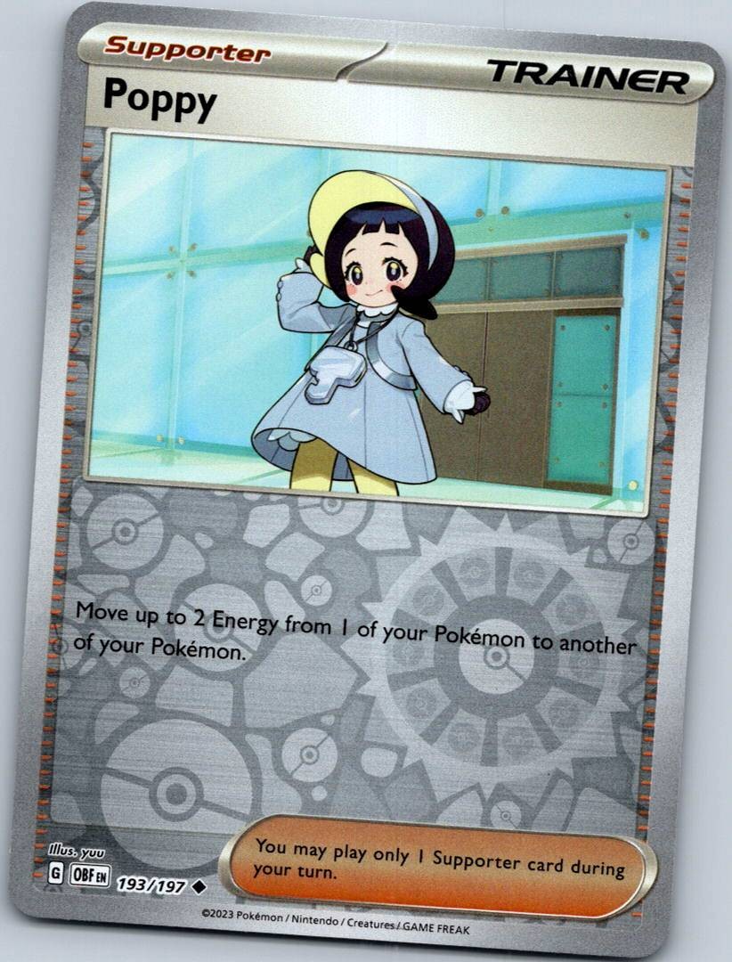 Poppy 193/197 Reverse Obsidian Flames Pokemon Near Mint