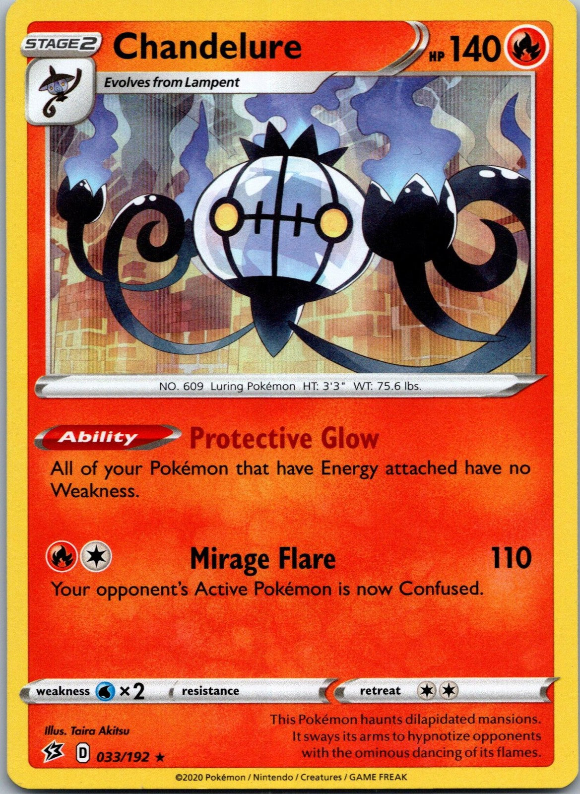 Chandelure 033/192 Holo Rare Rebel Clash Pokemon Near Mint