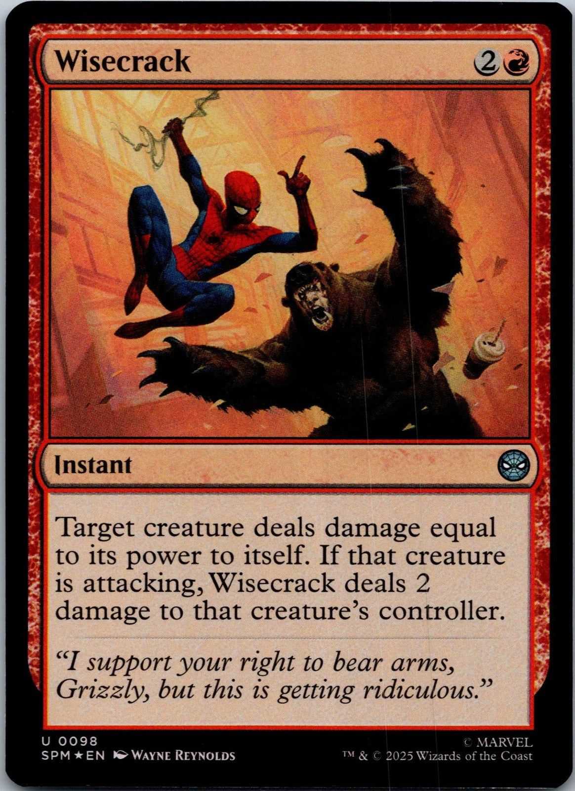Wisecrack 98 Uncommon Marvel's Spider-Man Magic: The Gathering Near Mint