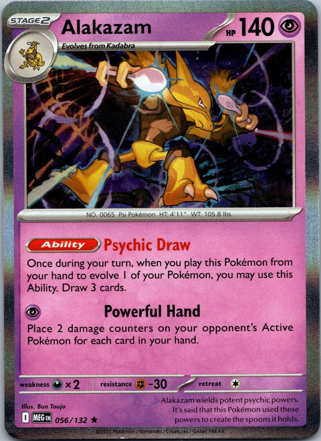 Alakazam 056/132 Rare Mega Evolution Pokemon Near Mint