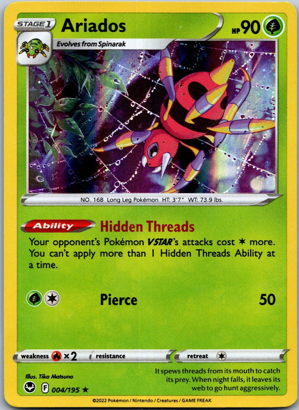 Ariados 004/195 Holo Rare Silver Tempest Pokemon Near Mint