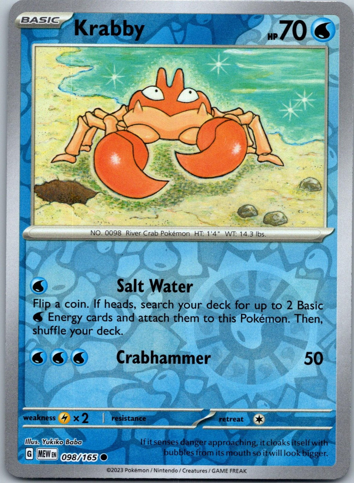 Krabby 098/165 Common 151 Pokemon Near Mint