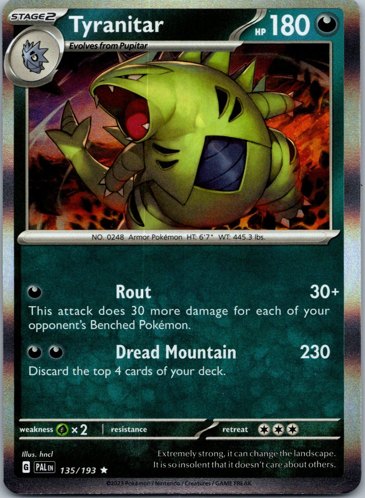 Tyranitar 135/193 Rare Paldea Evolved Pokemon Near Mint