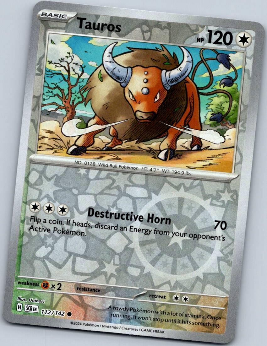 Tauros 112/142 Common Stellar Crown Pokemon Reverse Holo Near Mint