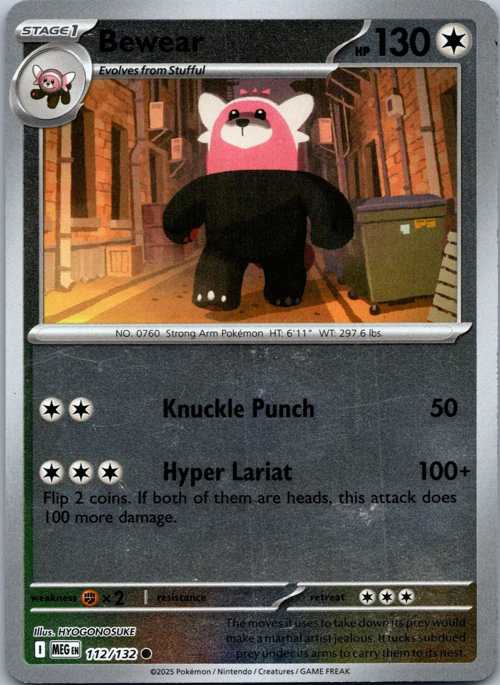 Bewear 112/132 Common Mega Evolution Pokemon Near Mint