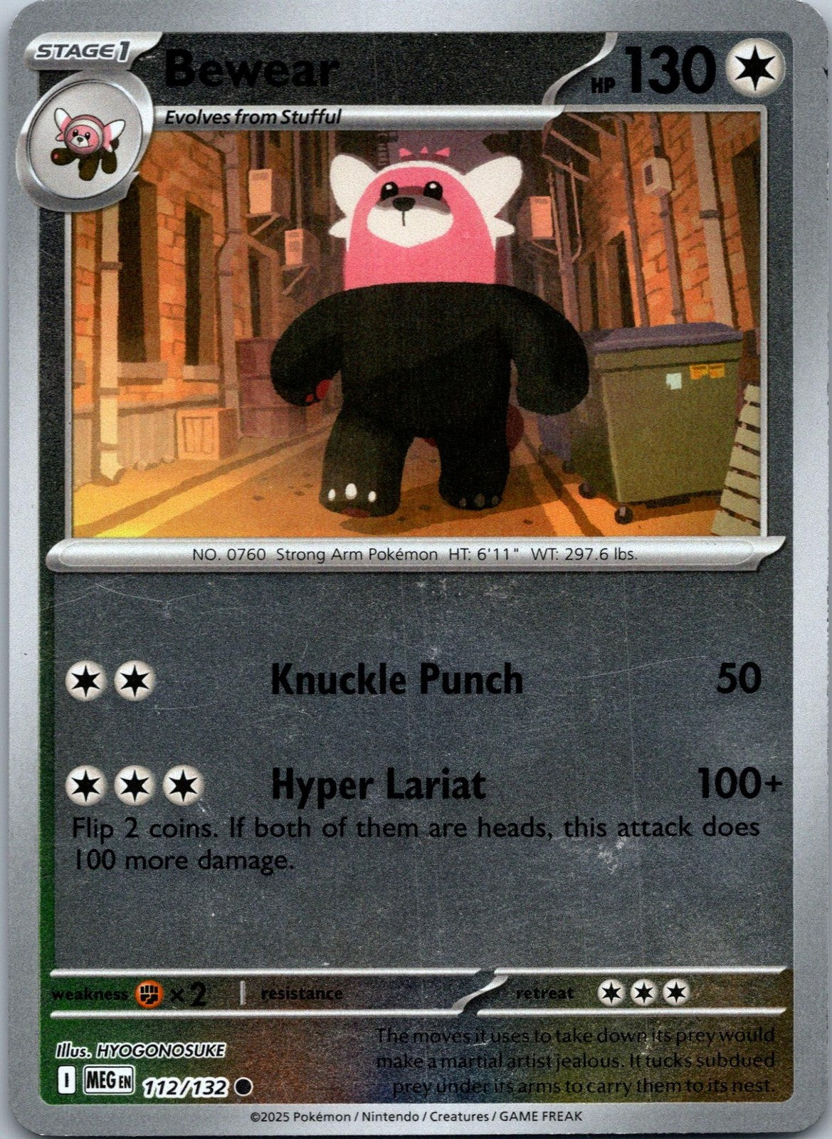 Bewear 112/132 Common Mega Evolution Pokemon Near Mint