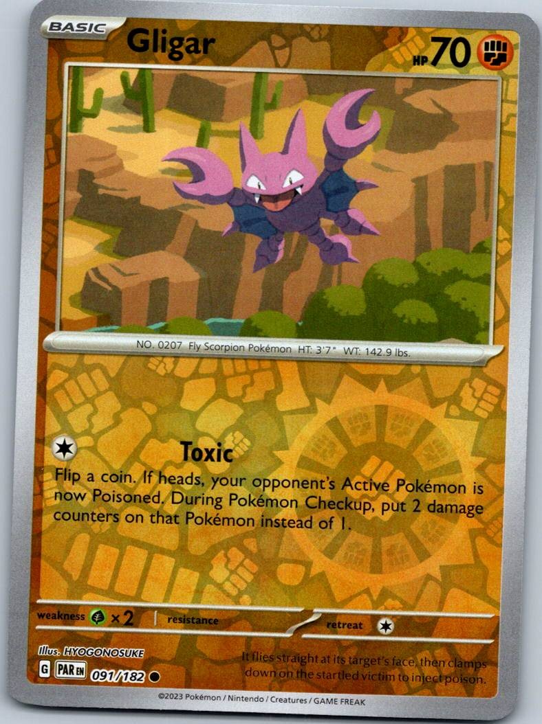 Gligar 091/182 Common Paradox Rift Pokemon Reverse Holo Near Mint