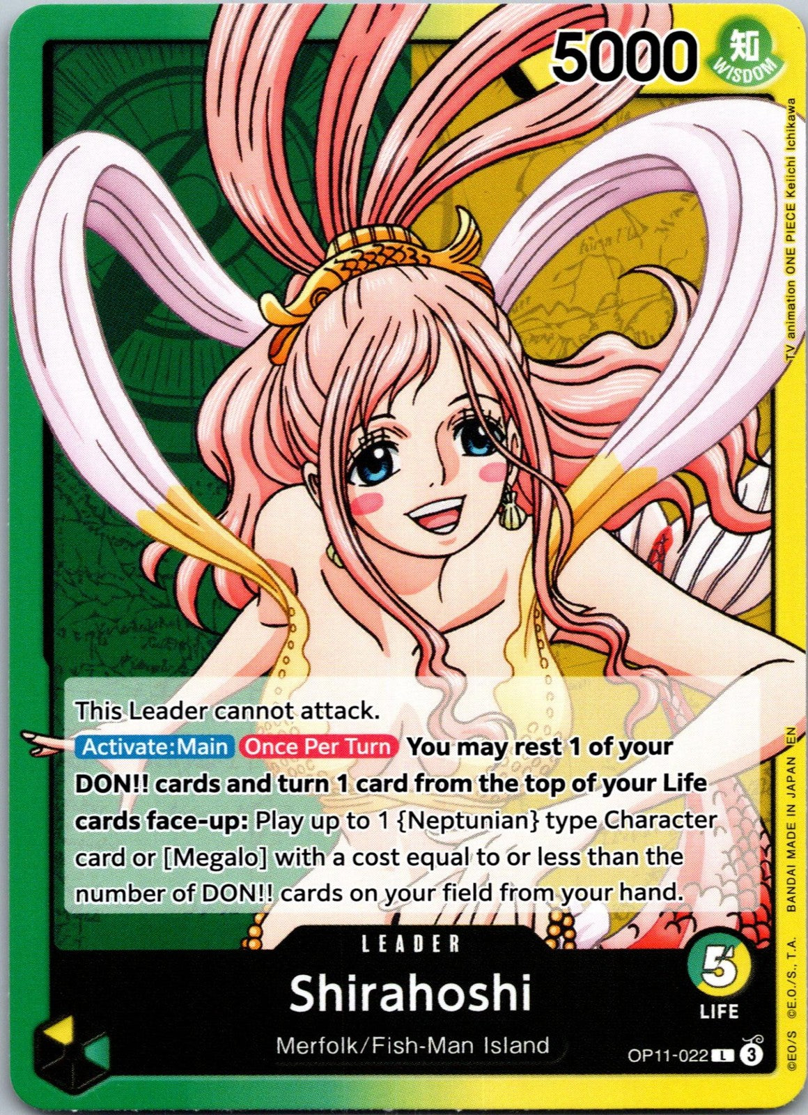 Shirahoshi (022) OP11-022 Leader A Fist of Divine Speed One Piece Near Mint